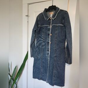 Dark Blue Jean Jacket with White Stitching